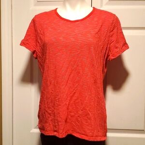 Time and Tru Women's Red/White Stripes Short Sleeve Shirt - Size XXL